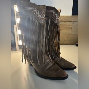 Brown Fringe Western Boots
